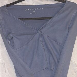 Aeropostale Slate Blue V-Neck Top